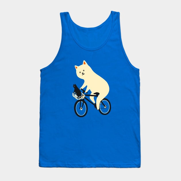 Happy go Lucky Cat 3 ride to the moon Tank Top by Chewbarber